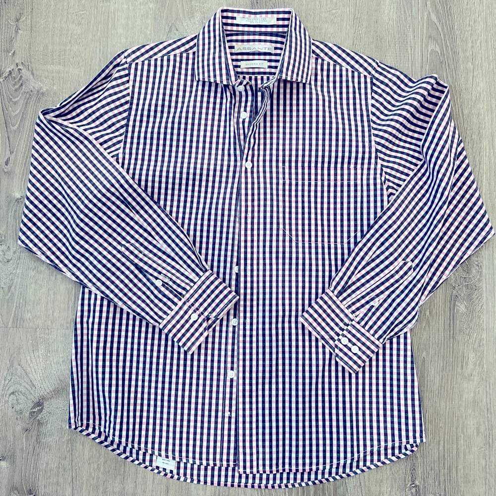 Asante, Men’s Dress shirt, in pink, gray and white